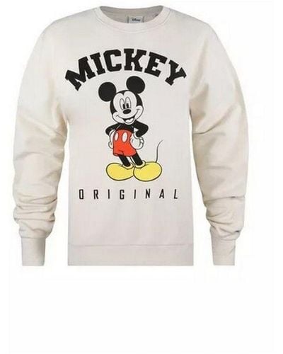 Disney Ladies Hello Mickey Mouse Sweatshirt (//) Cotton - White