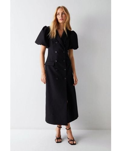 Warehouse Premium Wrap Over Maxi Dress - Black