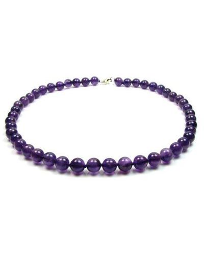 Blue Pearls Pearls Amethyst Gemstones Necklace And Clasp - Blue