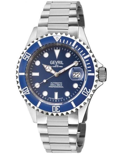 Gevril Wall Street 4851A Swiss Automatic Sellita Sw200 Watch - Blue