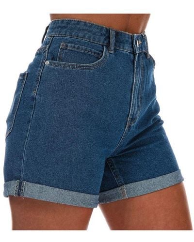 ONLY Womenss Vega Mom Denim Shorts - Blue