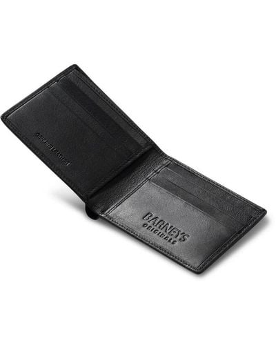 Barneys Originals Black Leather Bi Fold Rfid Wallet With 6 Card Slots