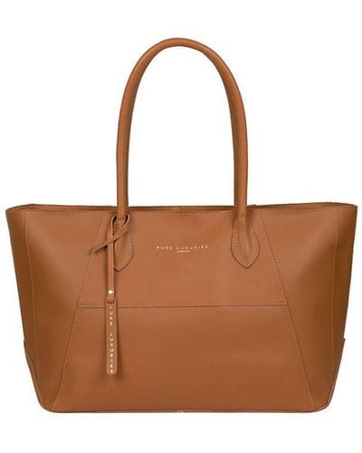 Pure Luxuries 'Storrington' Saddle Vegetable-Tanned Leather Tote Bag - Brown