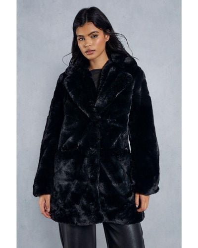 MissPap Oversized Faux Fur Coat - Blue