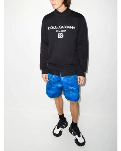 Dolce & Gabbana Jersey Sweatshirt Met Dg Borduursel Zwart - Blauw