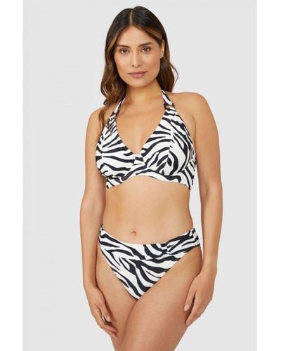 Gorgeous Zebra Plunge Non Pad Bikini Top - Grey