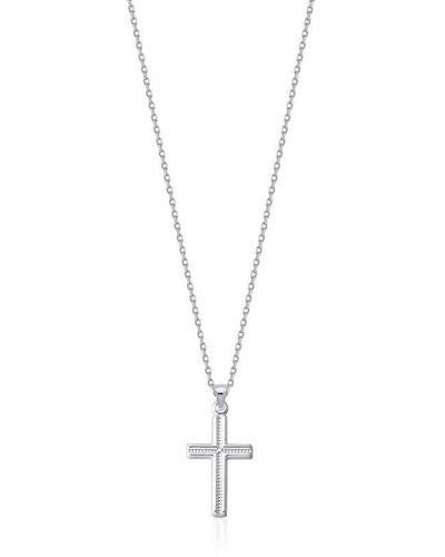 Azro Silver Cross Pendant Necklace - 925 Sterling - White