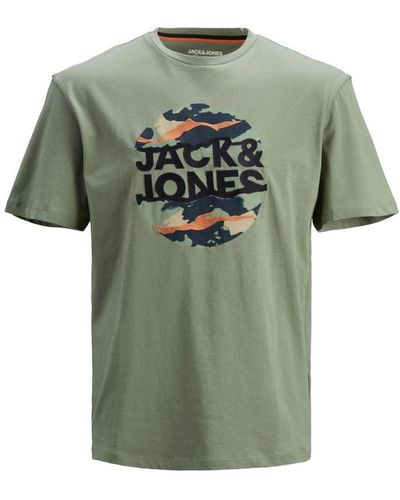 Jack & Jones Casual Cotton T-shirt Crew Neck Short Sleeves - Green