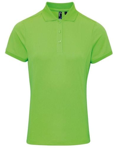 PREMIER Ladies Coolchecker Short Sleeve Pique Polo T-Shirt (Neon) - Green