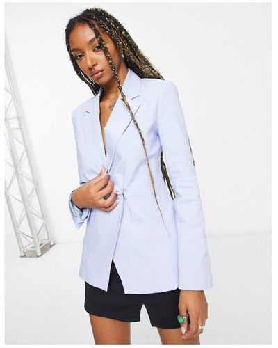 Collusion Slim Fit Blazer With Clasp Detail - White