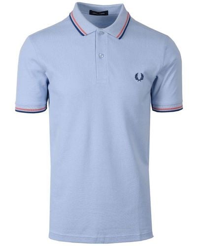 Fred Perry Twin Tipped Polo Shirt Light Smoke/Coral Heat/Shaded Cobalt - Blue