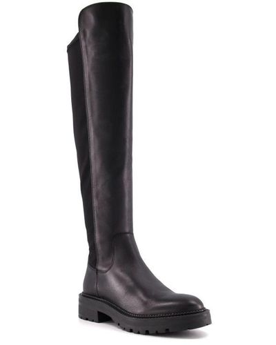 Dune Ladies Tella Chunky Leather Knee-high Boots Leather - Black