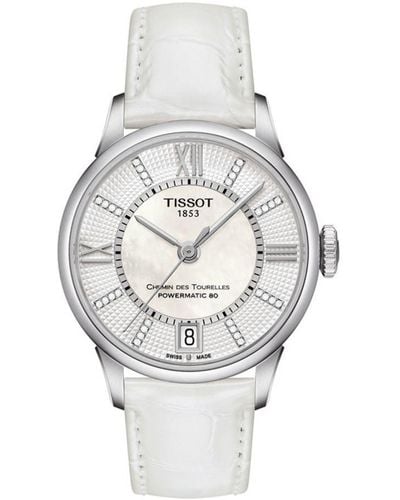 Tissot Chemin Des Tourelles White Watch T0992071611600 Leather - Metallic