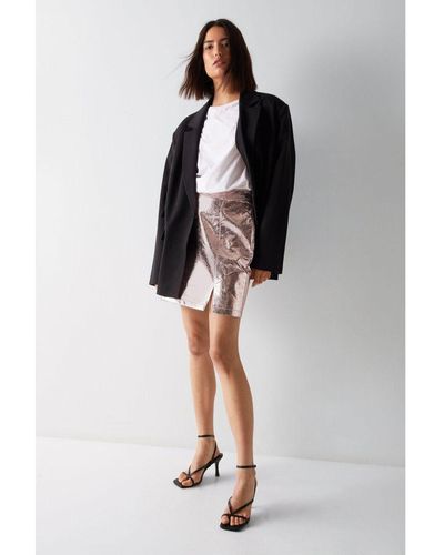 Warehouse Crackle Faux Leather Pelmet Skirt - Pink