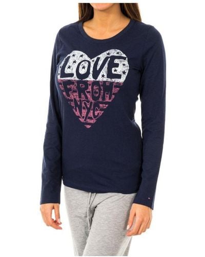 Tommy Hilfiger Womenss Long-Sleeved Round Neck T-Shirt 1487903366 - Blue