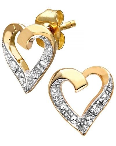 DIAMANT L'ÉTERNEL 9Ct Diamond Heart Earrings - Metallic