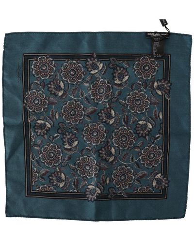 Dolce & Gabbana Floral Silk Handkerchief Scarf - Blue