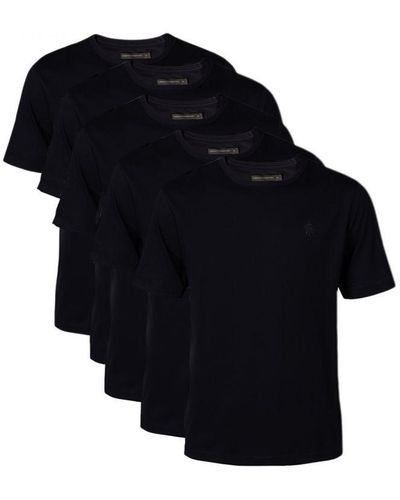 French Connection Black 5 Pack Cotton Blend T-shirts - Blue