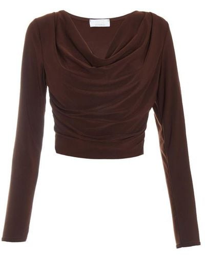 Quiz Ruched Cowl Neck Top - Brown