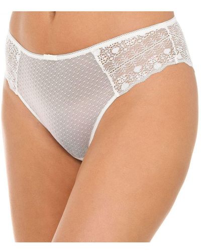 DIM Womenss Transparent Effect Knickers With Lace Fabric D09V7 - White