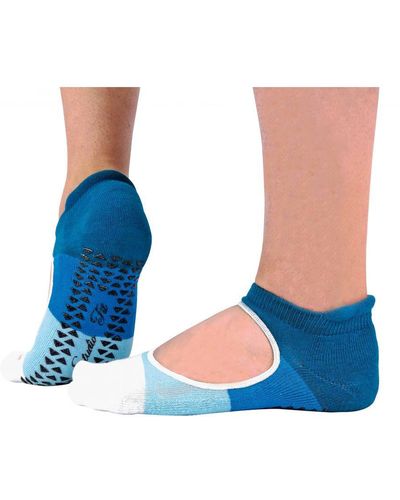 Sock Snob 2 Pairs Ladies Non Slip Grip Low Cut Invisible Pilates Yoga Socks - Blue