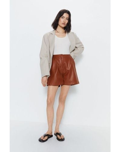 Warehouse Faux Leather Short - White