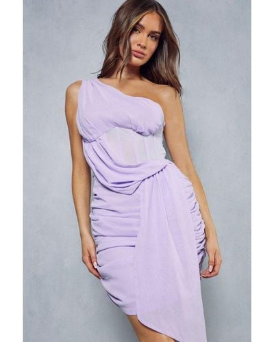 MissPap Premium Corset Insert Draped Dress - Purple