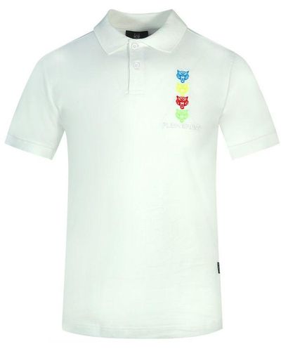 Philipp Plein Tiger Head Logo Polo Shirt Cotton - White