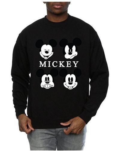 Disney Four Heads Mickey Mouse Cotton Sweatshirt - Black