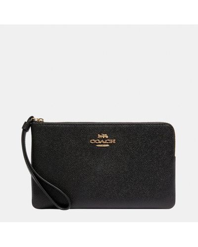 COACH Crossgrain Large Corner Zip Bag - Black