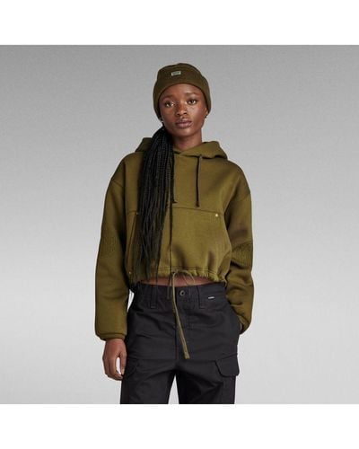 G-Star RAW G-Star Raw Sleeve Graphic Cropped Loose Hoodie - Green