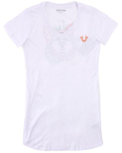 True Religion S Buddha V-neck T-shirt Dress - White