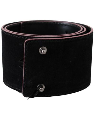 CoSTUME NATIONAL Black Leather Wide Waist Studded Belt