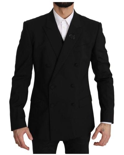 Dolce & Gabbana Mannen Zwart Bijen Versiering 2-delig Vest Blazer