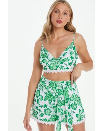Quiz Tropical Print Shorts - Green