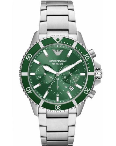 Emporio Armani Diver Horloge Zilverkleurig Ar11500 - Groen