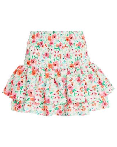 Quiz White Ditsy Floral Ruched Mini Skirt