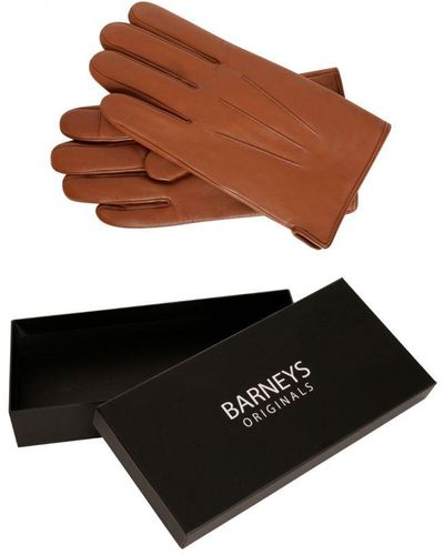Barneys Originals Gift Boxed Tan Classic Leather Glove - Brown