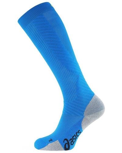 Asics Logo Compression Support Medium Blue Socks Cotton