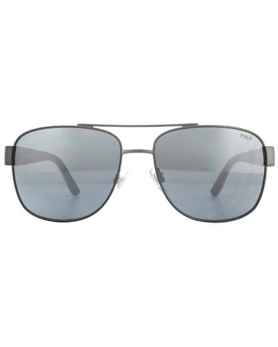 Polo Ralph Lauren Aviator Matte Dark Gunmetal Light Grey Mirror Zonnebril - Grijs