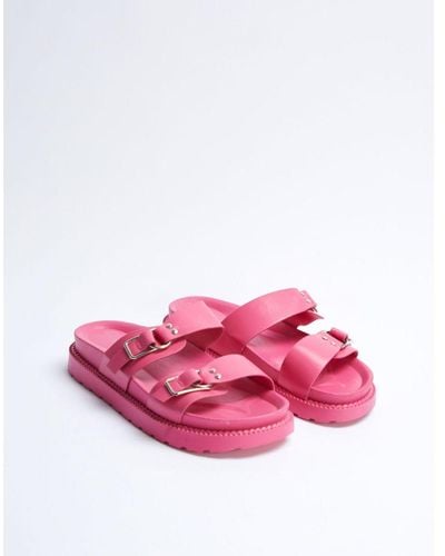 Blue Vanilla Two Strap Buckle Sandals Polyurethane - Pink