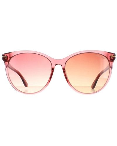 Tom Ford Round Dames Shiny Transparant Antique Pink Pink Gradiënt Maxim Ft0787 - Roze
