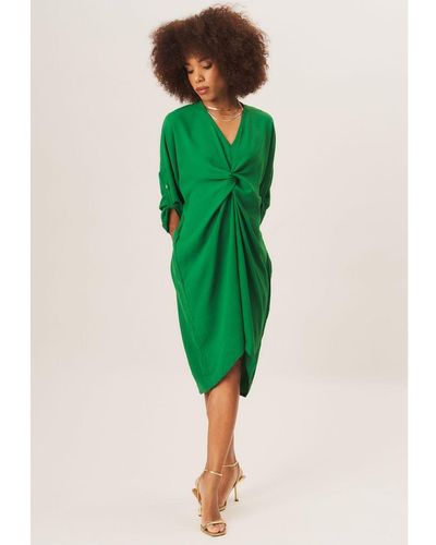 Gini London Twisted Front V Neck Mini Dress - Green