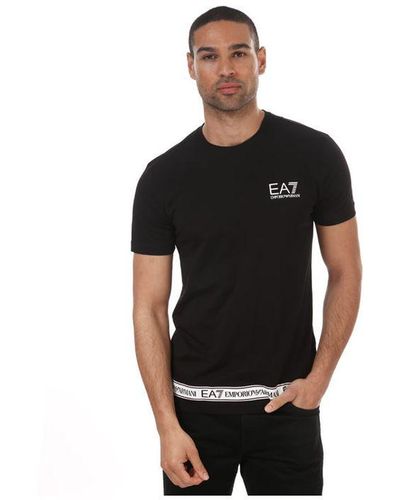 EA7 Zwart Emporio Armani Rubber Logo T-shirt Voor