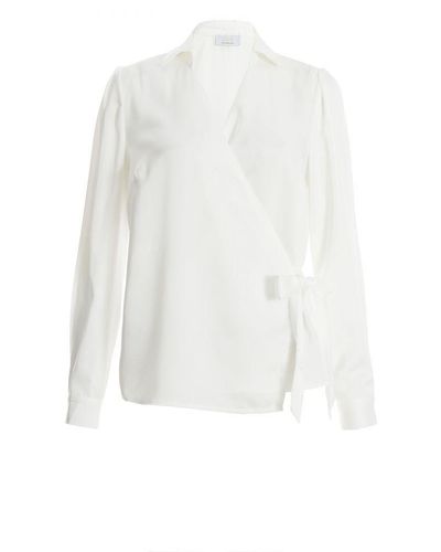 Quiz Cream Satin Wrap Shirt - White