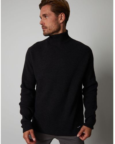 Threadbare 'Melville' Ribbed Roll Neck Knitted Jumper - Black