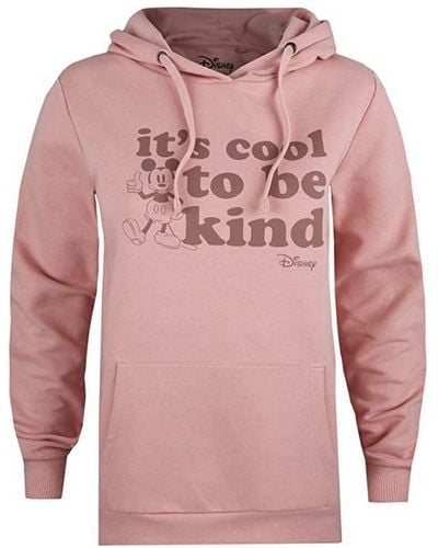 Disney Ladies Its Cool To Be Kind Mickey Mouse Hoodie (Dusky) - Pink