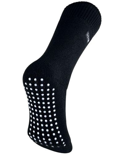 THMO Thermal Fleece Lined Slipper Socks With Non Slip Grips - Blue