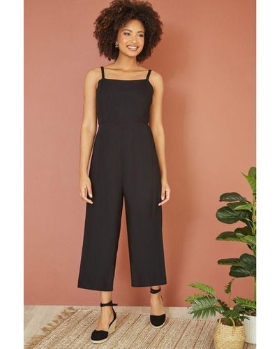 Yumi' Viscose Tie Back Jumpsuit With Pockets - Black