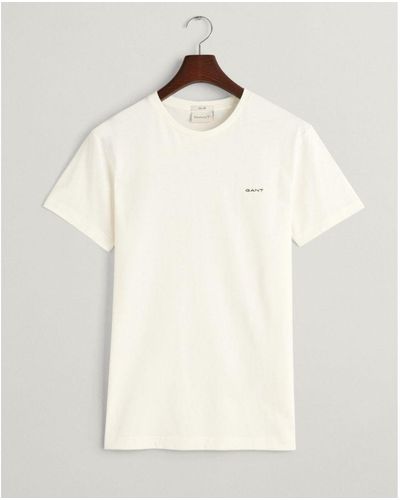GANT Short Sleeve Contrast Logo T-Shirt - Natural